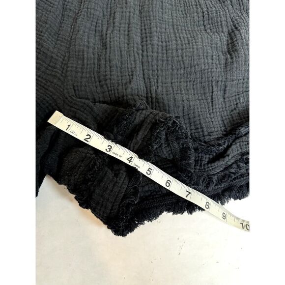 Cynthia Rowley Waffle Knit Cotton Pull-On Fringe Shorts Black Plus Size 1X - Picture 6 of 9